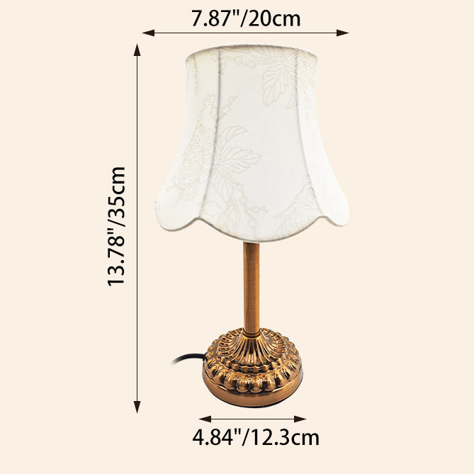 Fabric Hardware Round Bedroom Table Lamp