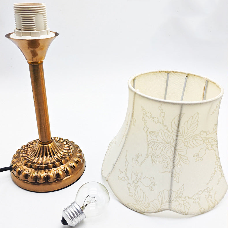 Fabric Hardware Round Bedroom Table Lamp