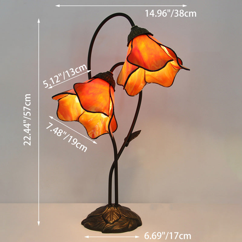 Lotus Glass Resin Bedroom 2-Light Table Lamp