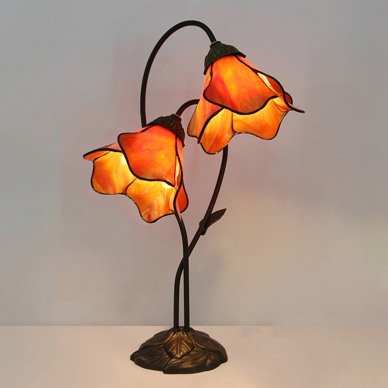 Lotus Glass Resin Bedroom 2-Light Table Lamp