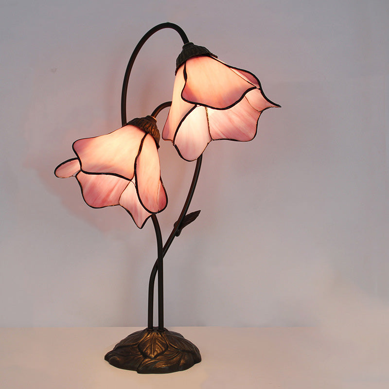 Lotus Glass Resin Bedroom 2-Light Table Lamp