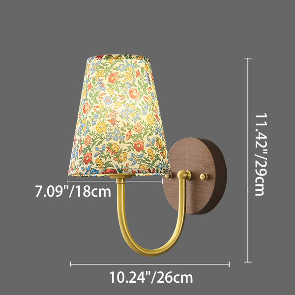 Copper Solid Wood Fabric Wall Lamp