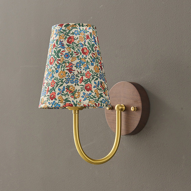 Copper Solid Wood Fabric Wall Lamp