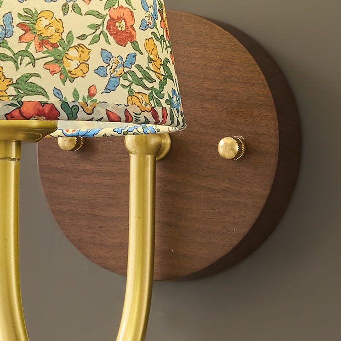 Copper Solid Wood Fabric Wall Lamp