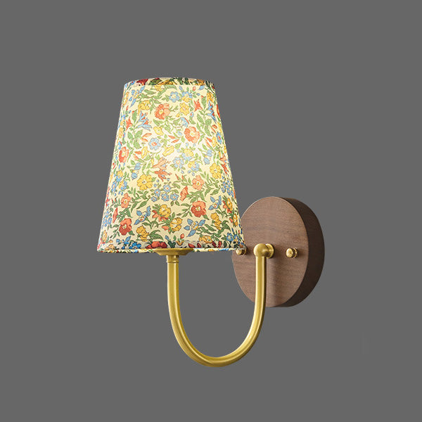 Copper Solid Wood Fabric Wall Lamp