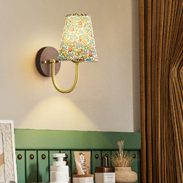 Copper Solid Wood Fabric Wall Lamp