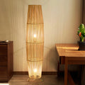 Openwork Rattan Weaving Column 2-Light Floor Lamp