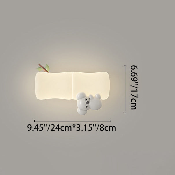 Animal Koala Bamboo PE Wall Lamp