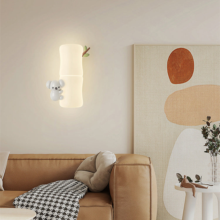 Animal Koala Bamboo PE Wall Lamp