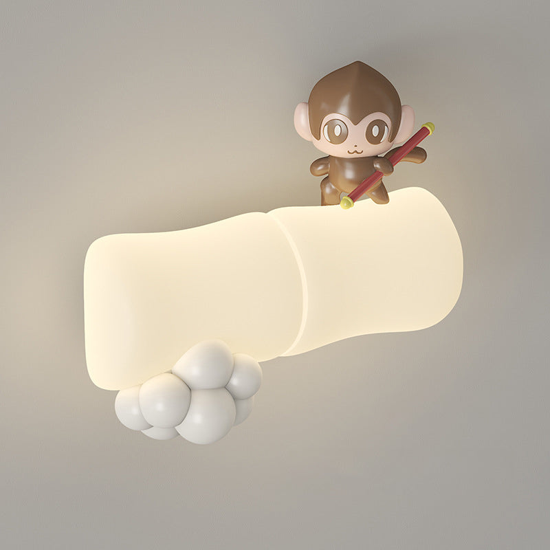 Animal Koala Bamboo PE Wall Lamp