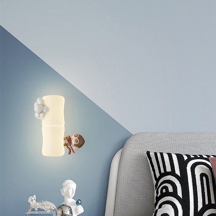 Animal Koala Bamboo PE Wall Lamp