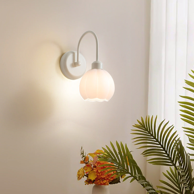 Iron Flower Glass Living Wall Lamp