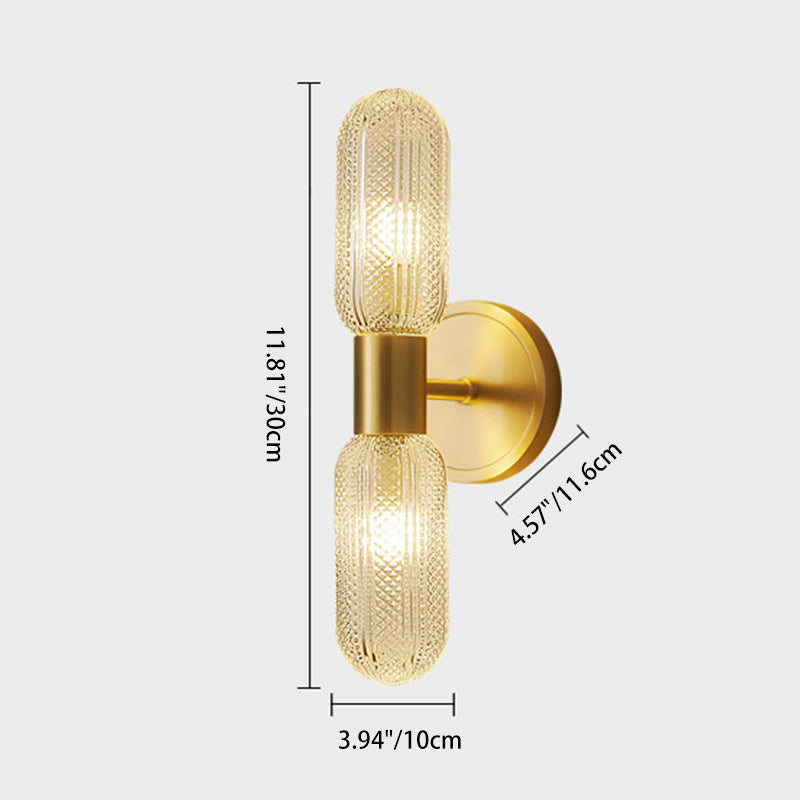 Full Copper Glass Column 2-Light Wall Lamp