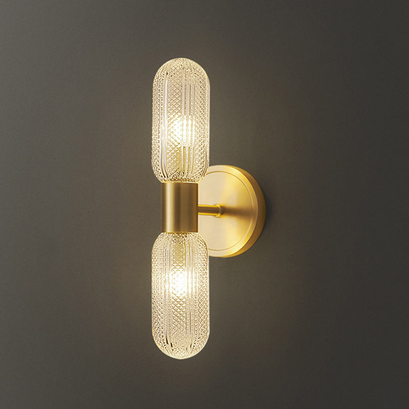 Full Copper Glass Column 2-Light Wall Lamp