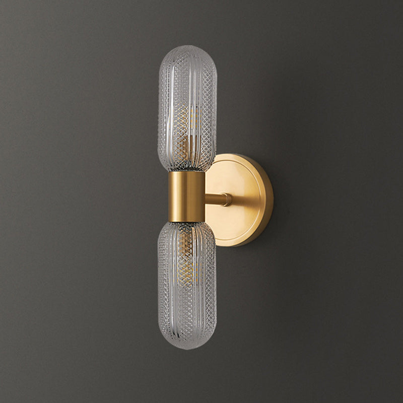 Full Copper Glass Column 2-Light Wall Lamp
