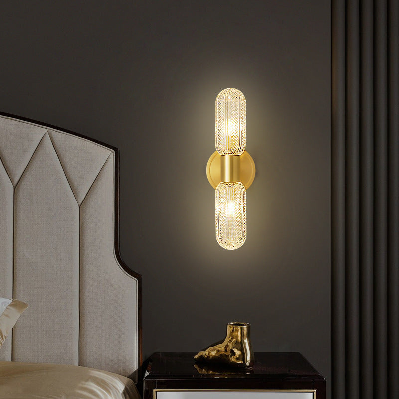 Full Copper Glass Column 2-Light Wall Lamp