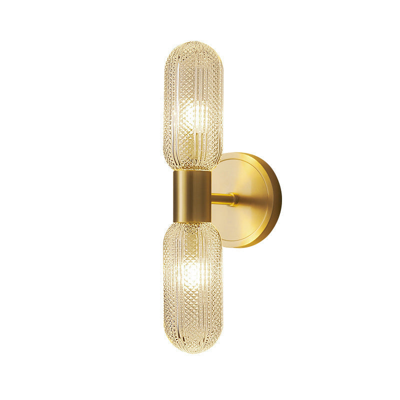 Full Copper Glass Column 2-Light Wall Lamp