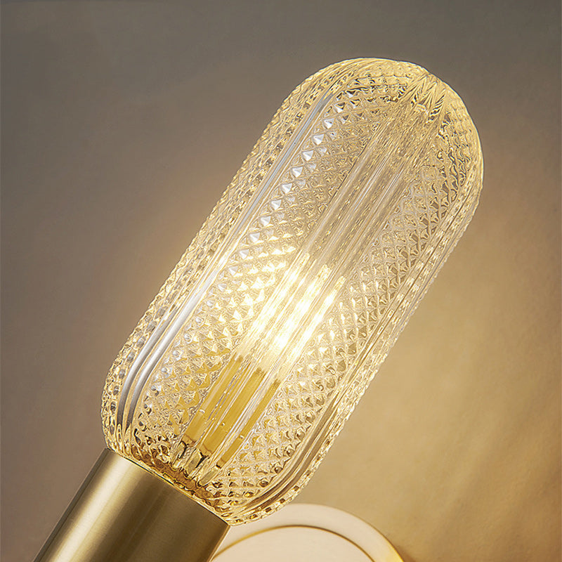 Full Copper Glass Column 2-Light Wall Lamp