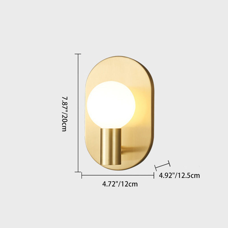 Full Copper Glass Oval Wall Lamp