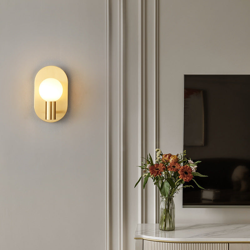 Full Copper Glass Oval Wall Lamp