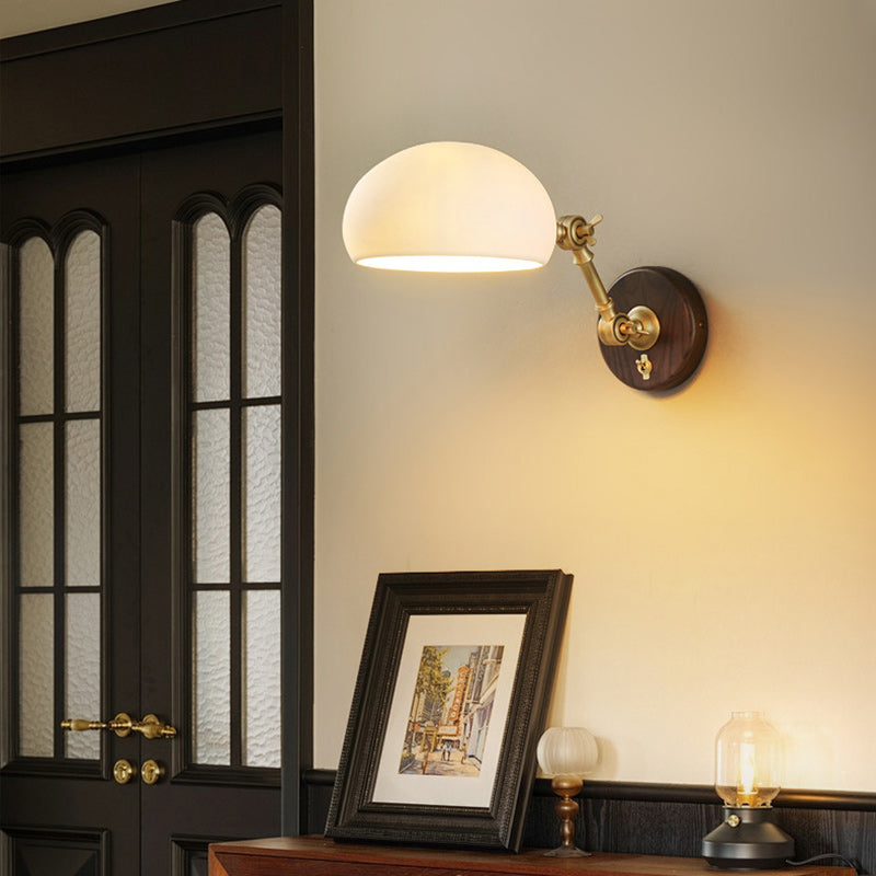 Brass Ash Wood Ceramic Wall Lamp