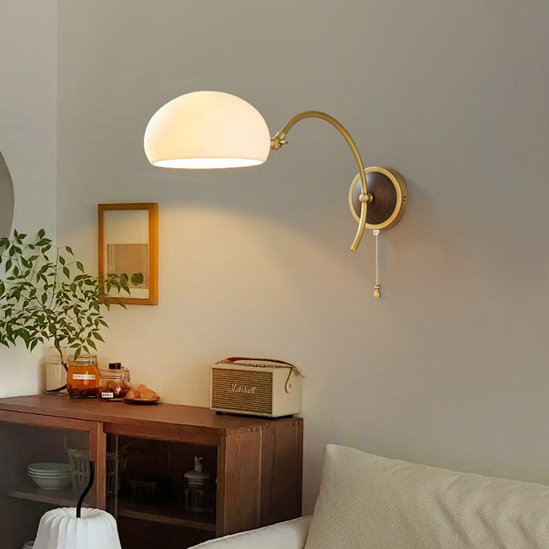 Brass Ash Wood Ceramic Wall Lamp
