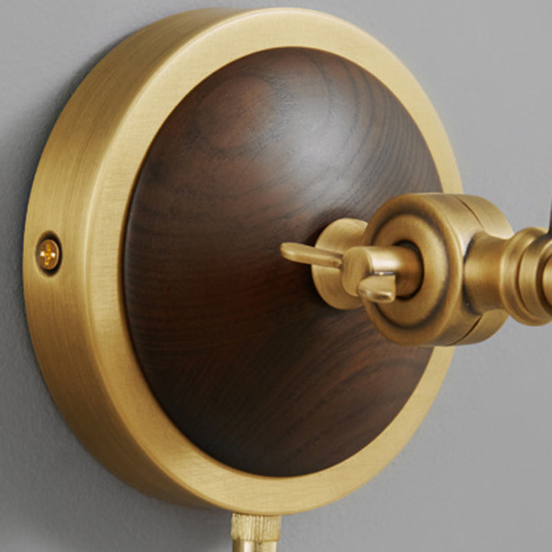 Brass Ash Wood Ceramic Wall Lamp