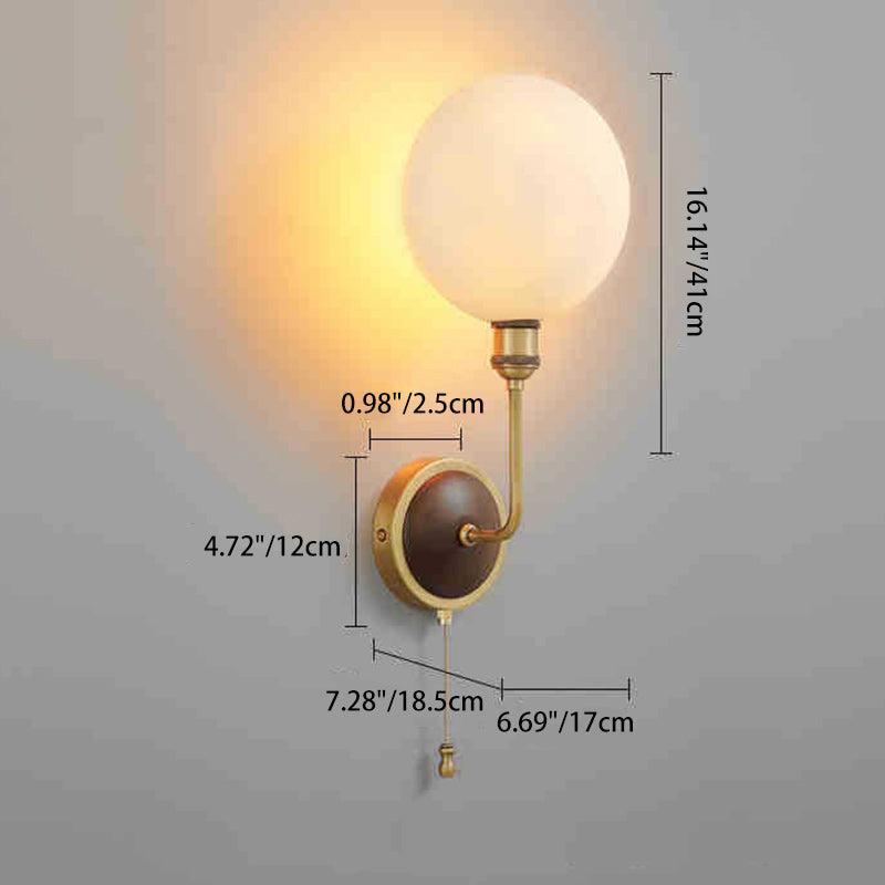 Brass Ash Wood Ceramic Wall Lamp