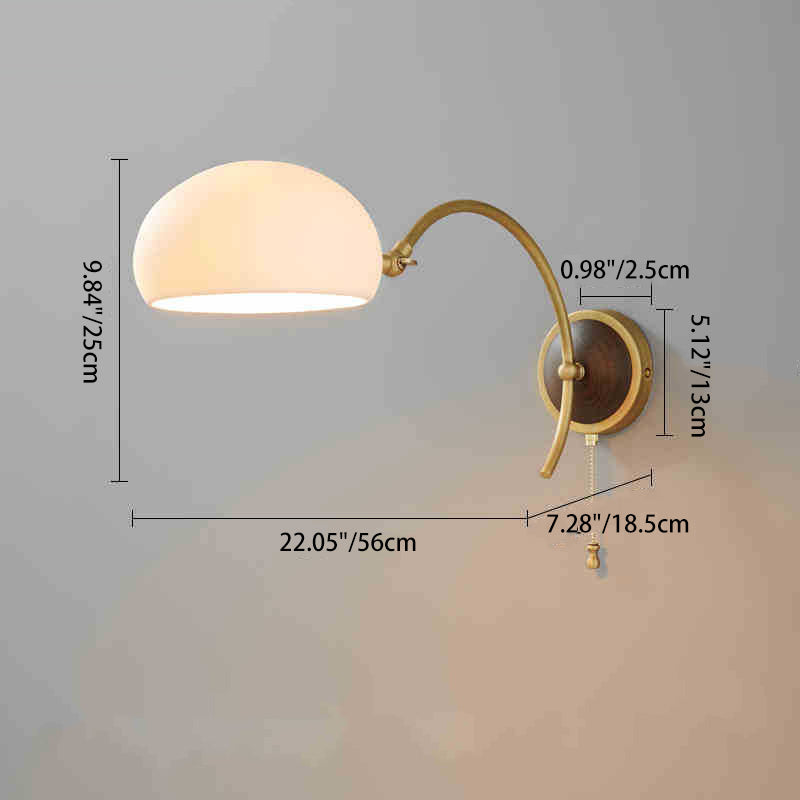 Brass Ash Wood Ceramic Wall Lamp