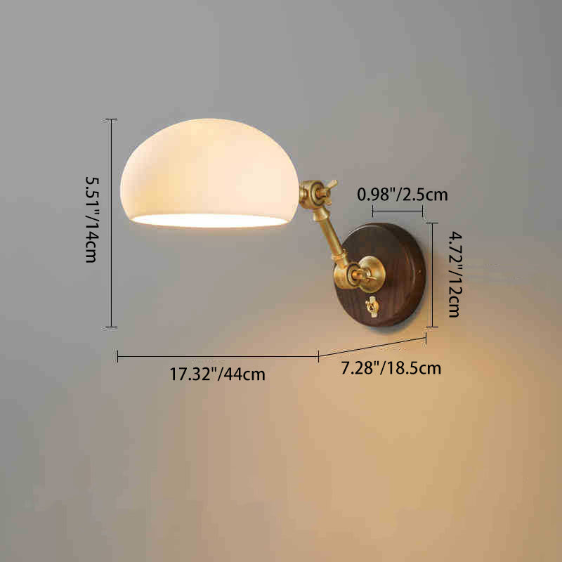Brass Ash Wood Ceramic Wall Lamp