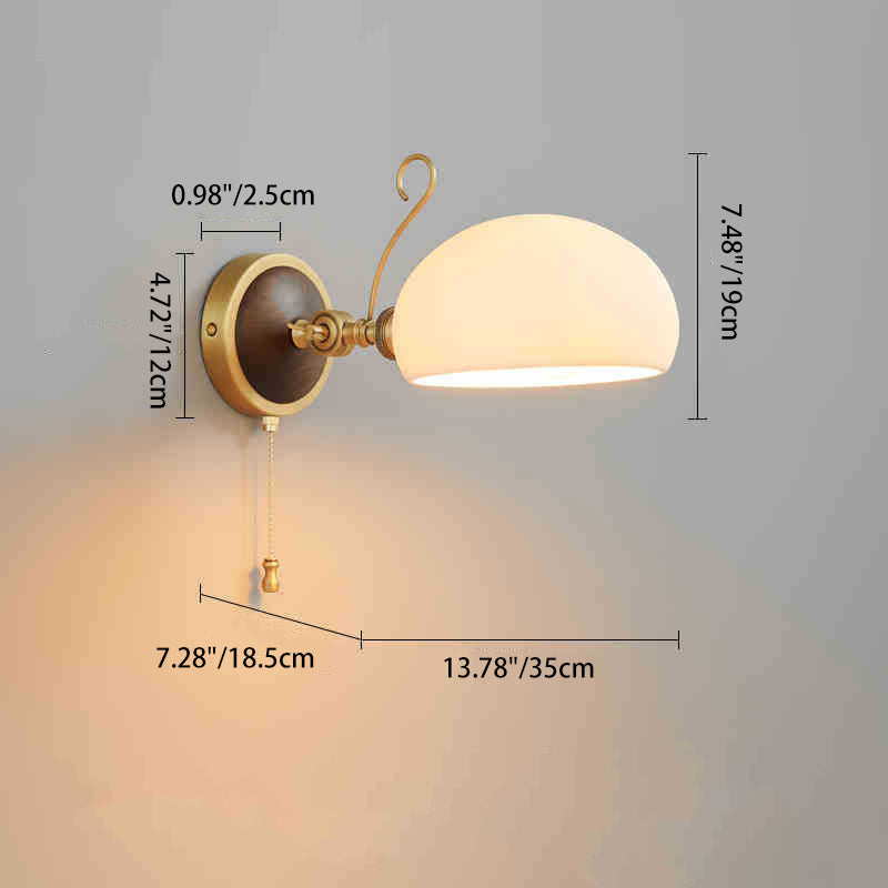 Brass Ash Wood Ceramic Wall Lamp