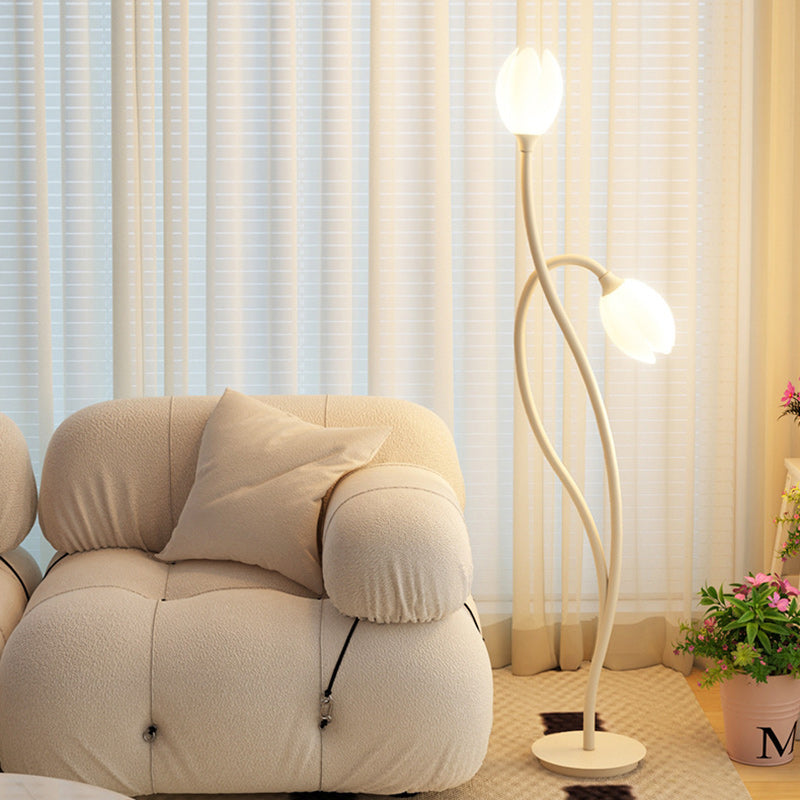 PE Tulip Iron Living 2-Light Floor Lamp