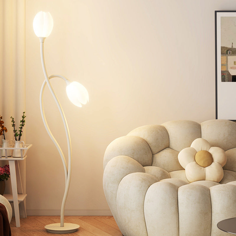 PE Tulip Iron Living 2-Light Floor Lamp