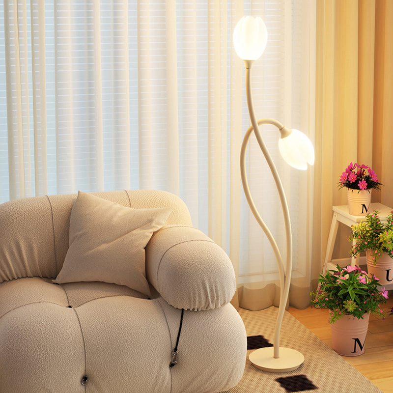 PE Tulip Iron Living 2-Light Floor Lamp