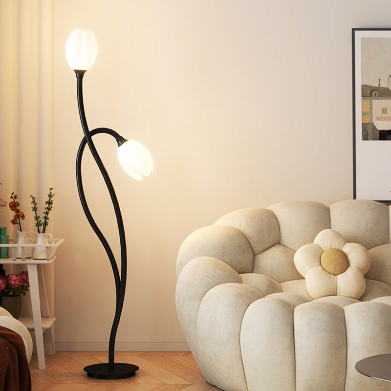 PE Tulip Iron Living 2-Light Floor Lamp