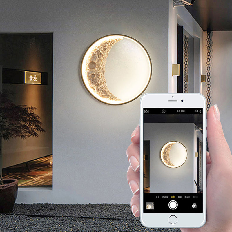 Moon Hardware Resin Round Wall Lamp