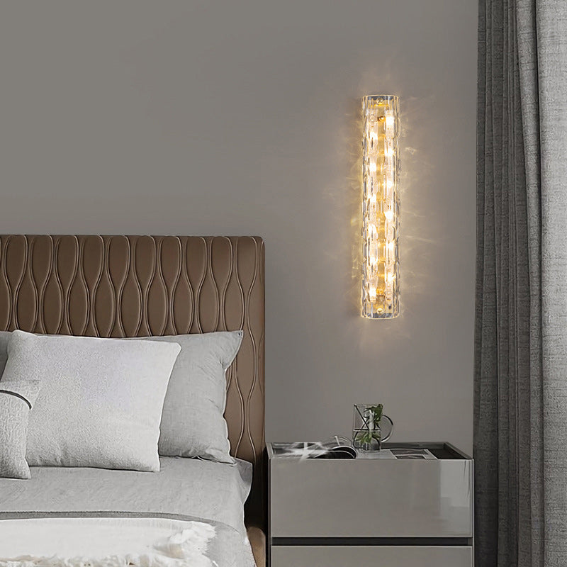 Brass Crystal Column Living Wall Lamp