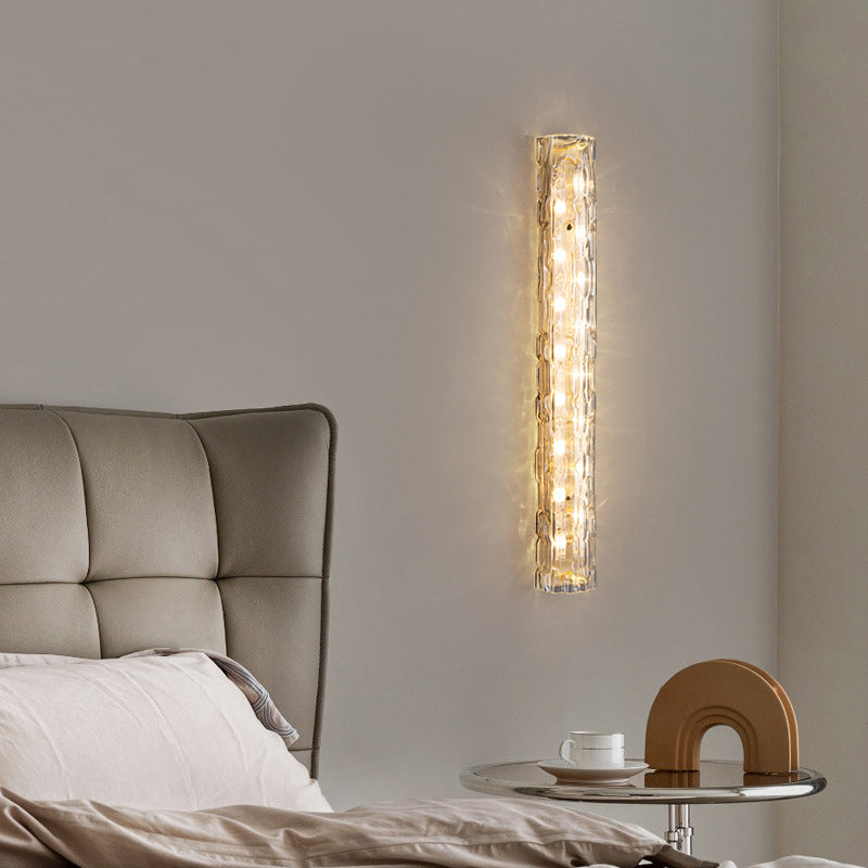 Brass Crystal Column Living Wall Lamp