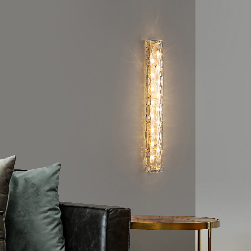 Brass Crystal Column Living Wall Lamp