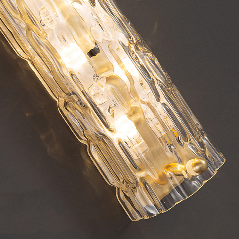 Brass Crystal Column Living Wall Lamp