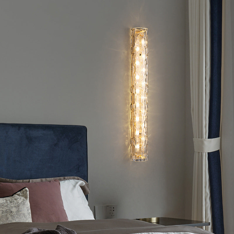 Brass Crystal Column Living Wall Lamp