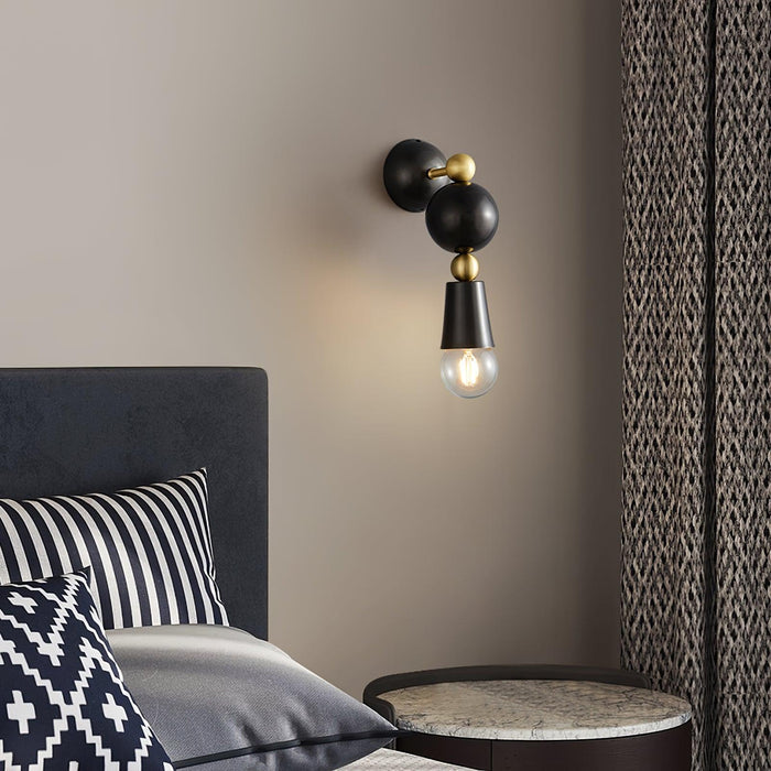 Copper Glass Geometric Round Wall Lamp