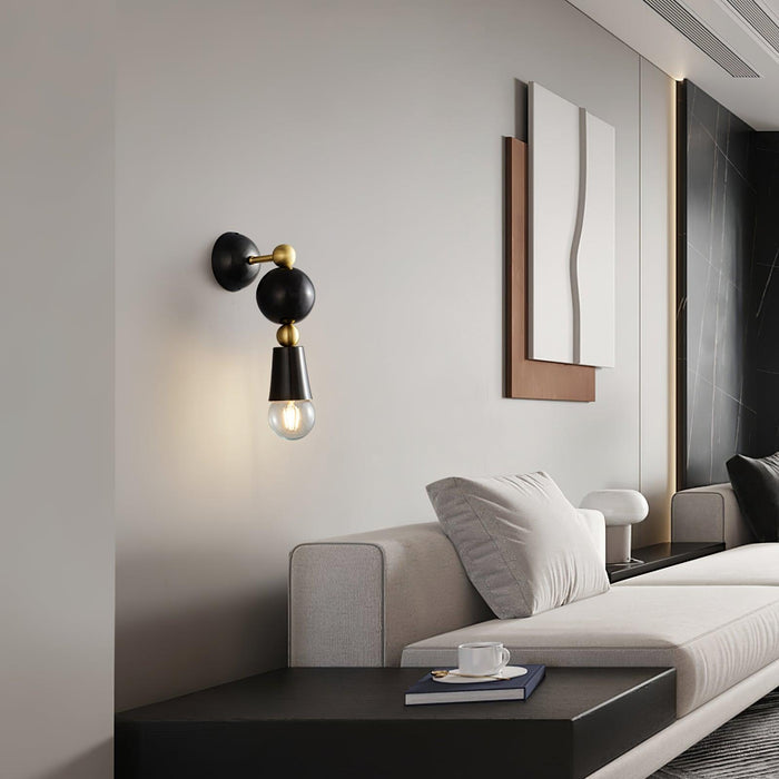 Copper Glass Geometric Round Wall Lamp