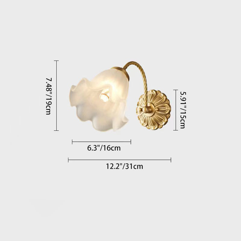 Full Copper Flower Glass Wall Lamp