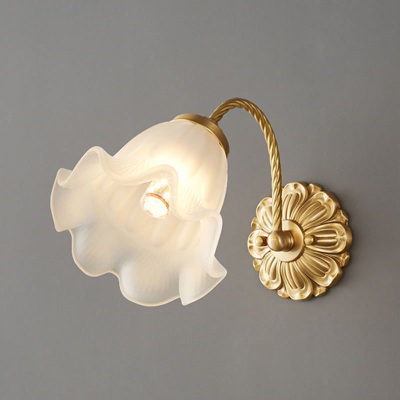 Full Copper Flower Glass Wall Lamp
