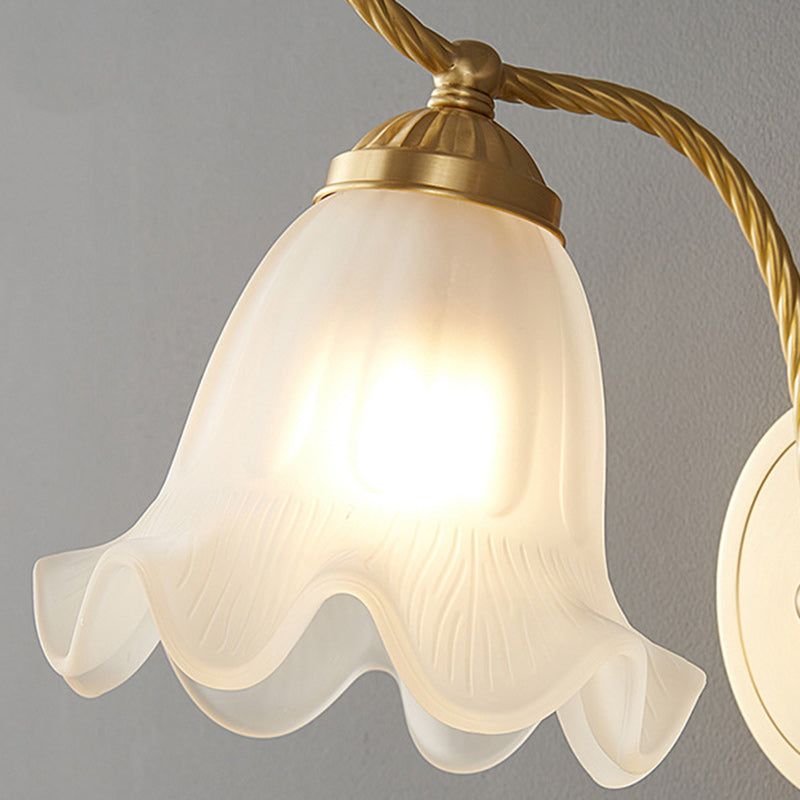 Full Copper Flower Glass Wall Lamp