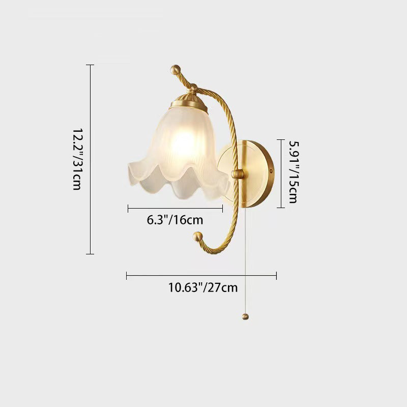 Full Copper Flower Glass Wall Lamp