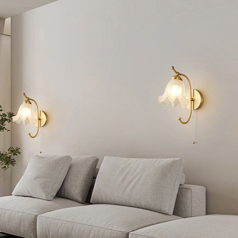 Full Copper Flower Glass Wall Lamp