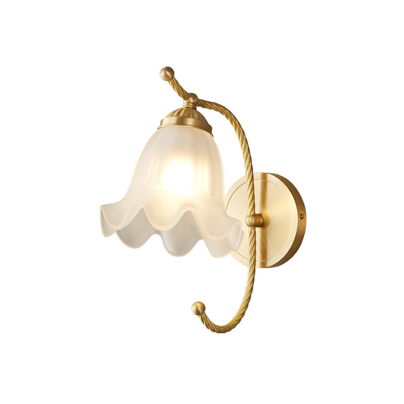 Full Copper Flower Glass Wall Lamp
