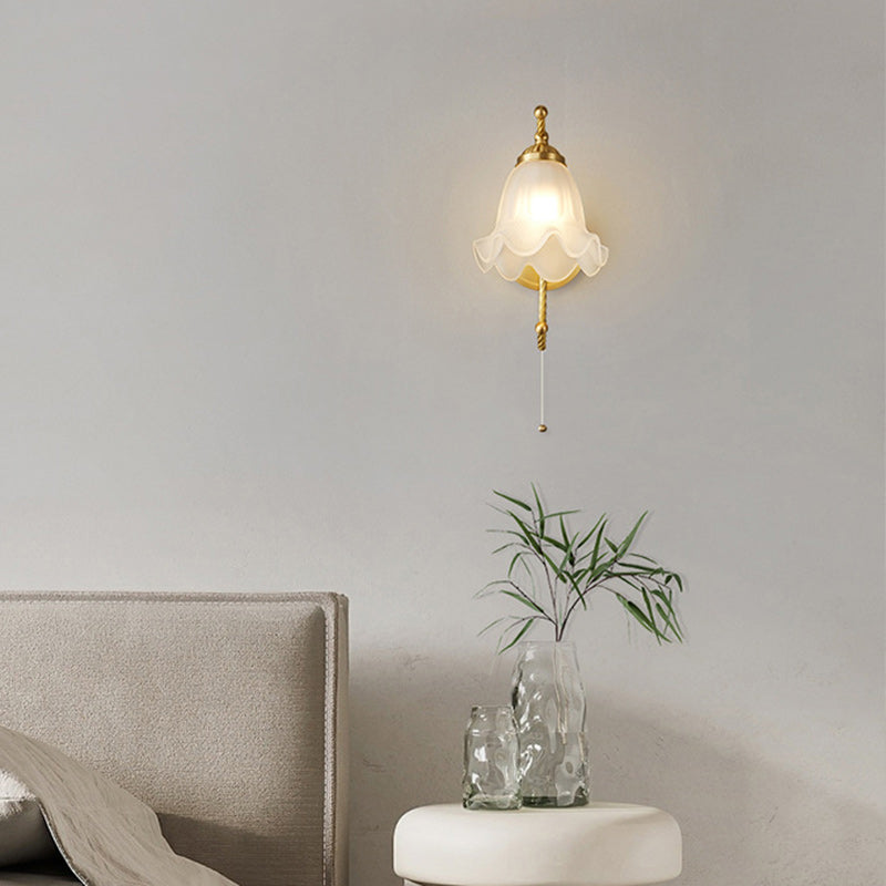 Full Copper Flower Glass Wall Lamp